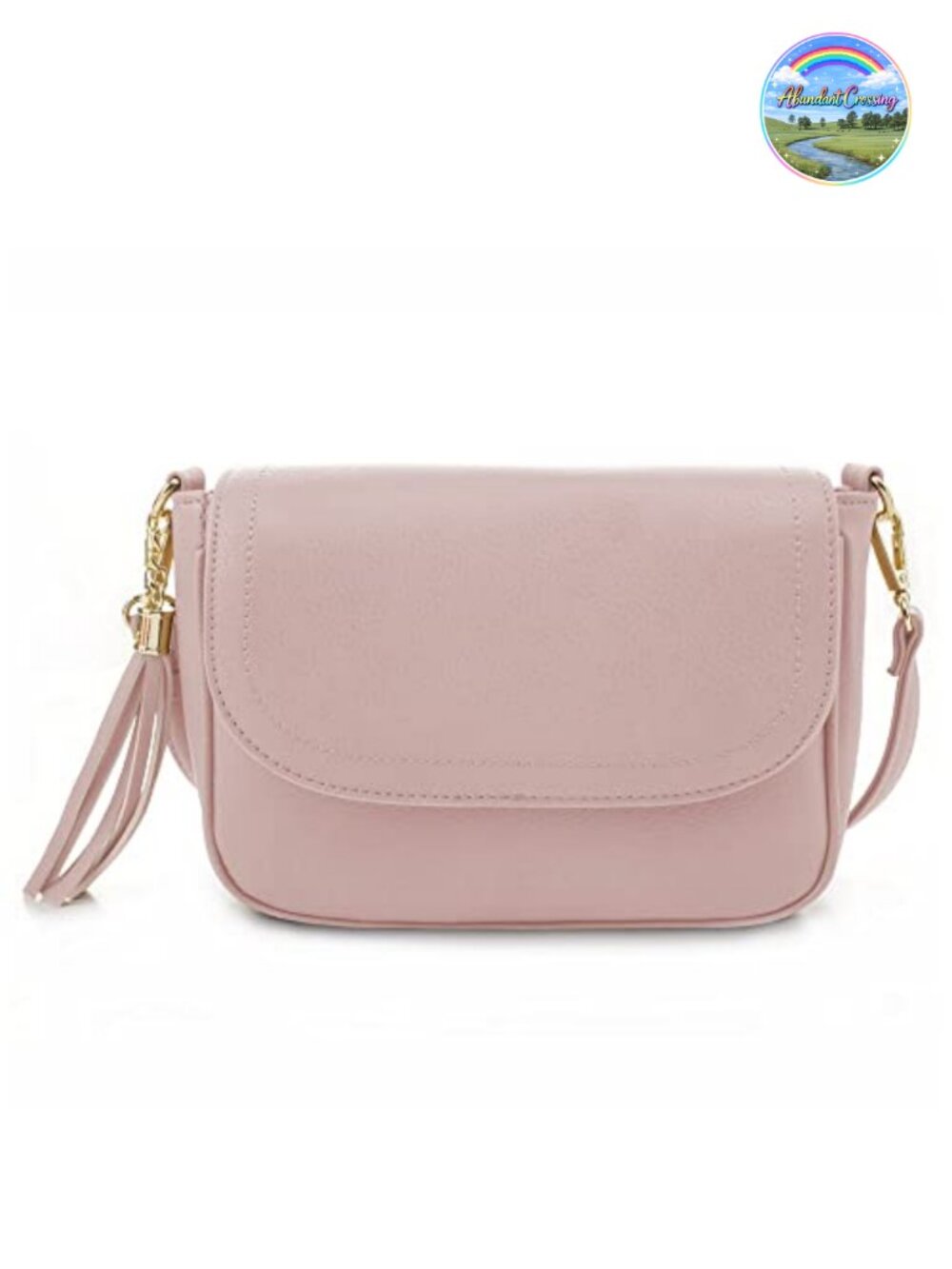 Small Flap Saddle Crossbody Bag Vegan Leather Tassel Shoulder Purse
